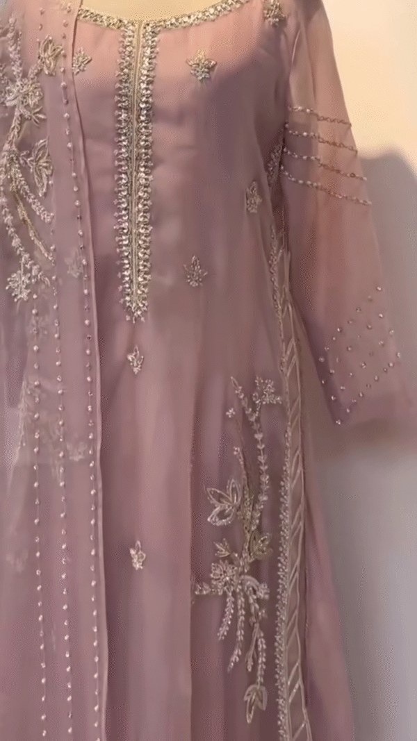 Semi-Stitched Organza Salwar Suit Material Embroidered Elegance in Every Thread