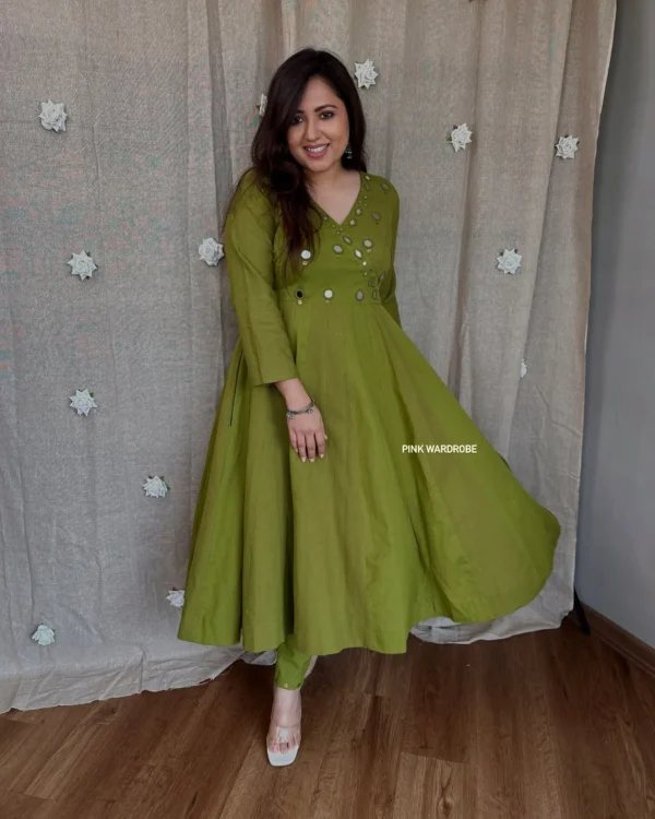 Rayon Printed Anarkali Embroidery Kurti