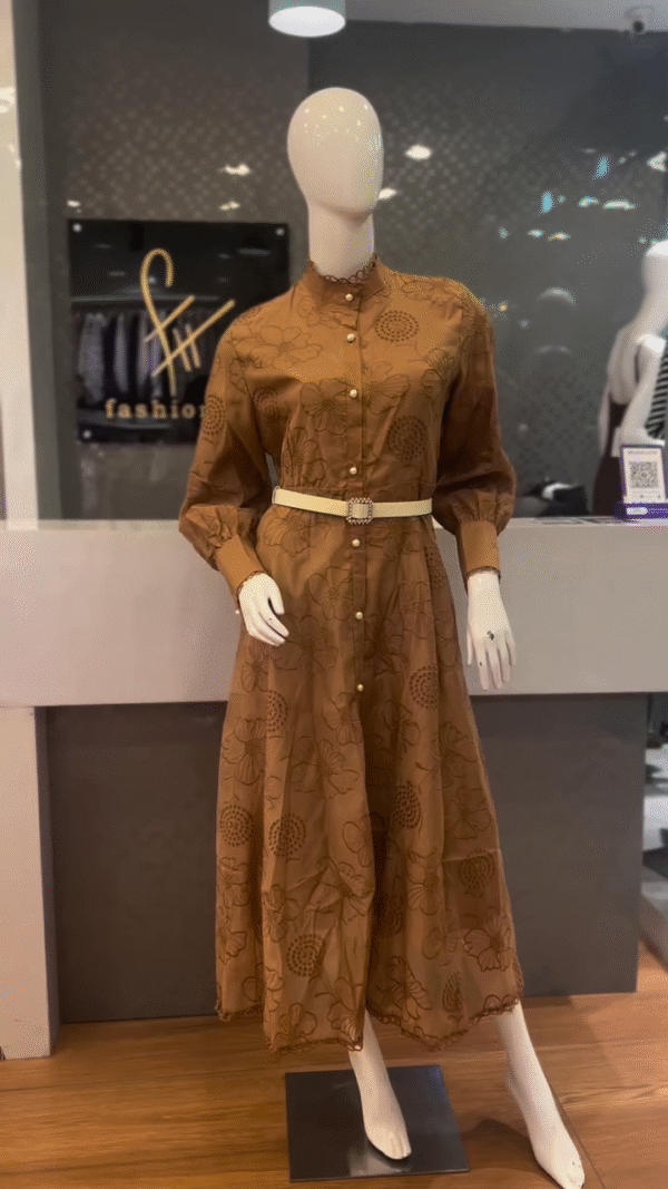 Shirt Collar Solid A-Line Maxi Dress: Power Meets Poise in Every Step