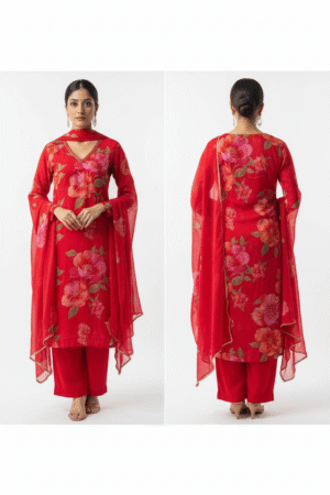 Regular Thread Work Kurta with Trousers & Dupatta
