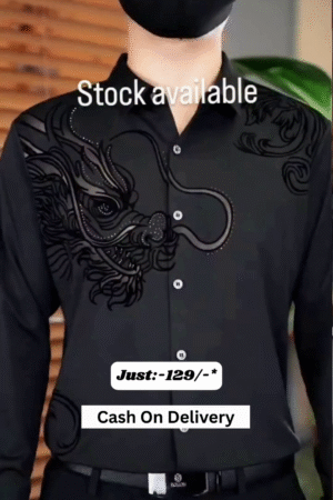 Black Serpentine Dragon Handwork Designer Shirt