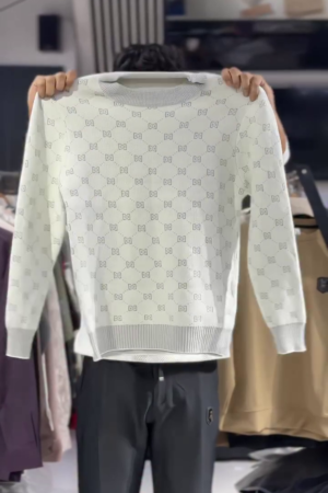 Full Monogram Jacquard Crewneck Pullover – Premium Texture, Signature Style