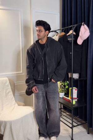 Faded-Effect Hooded Jacket – Casual Comfort with Urban Edge