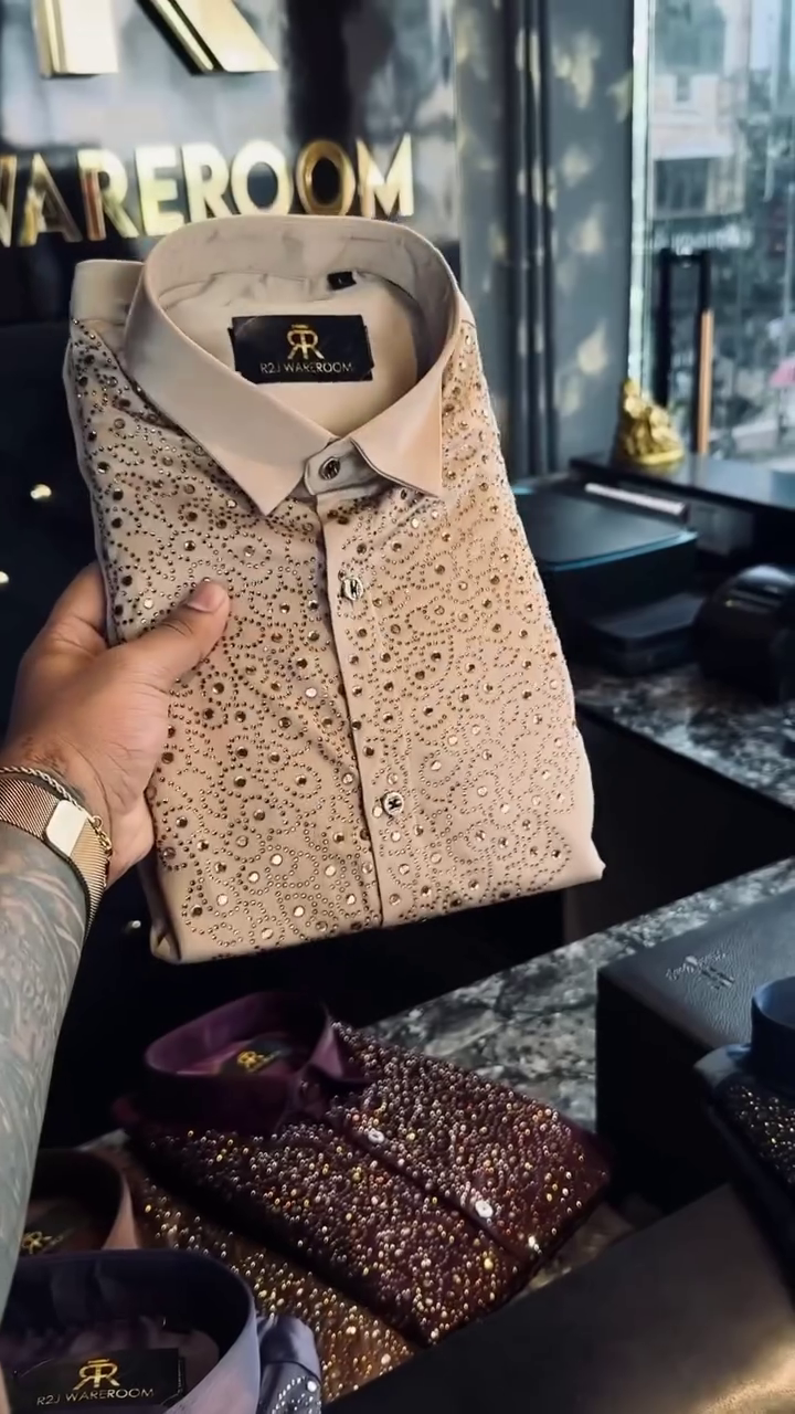 Crystal-Embellished Luxury Dress Shirt - Image 5
