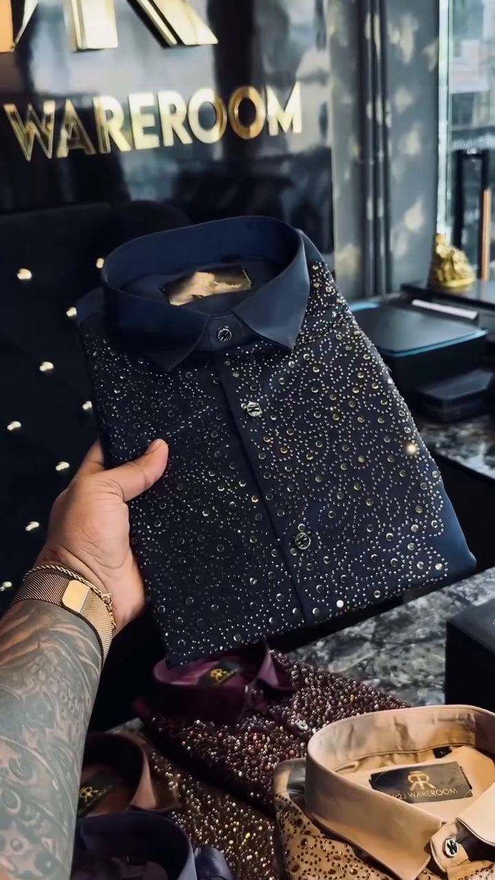 Crystal-Embellished Luxury Dress Shirt - Image 6