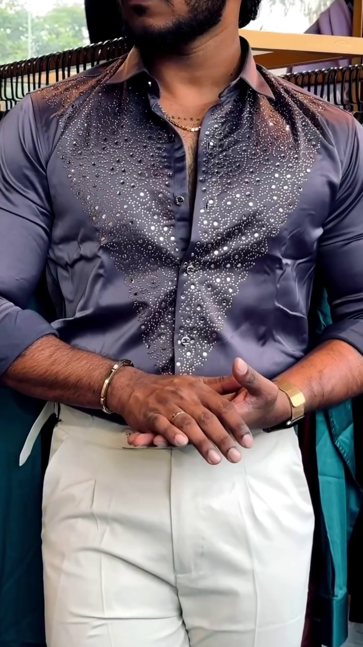 Crystal-Embellished Luxury Dress Shirt - Image 10