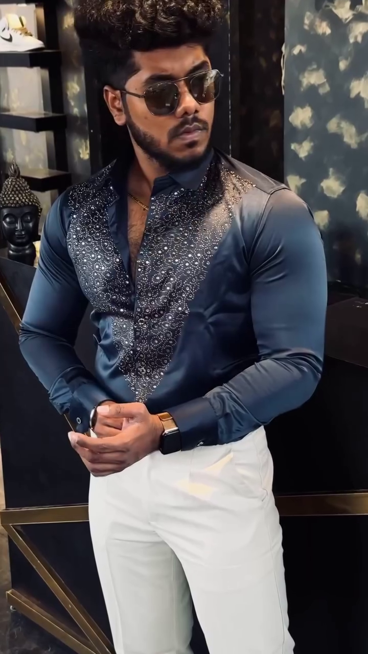 Crystal-Embellished Luxury Dress Shirt - Image 11