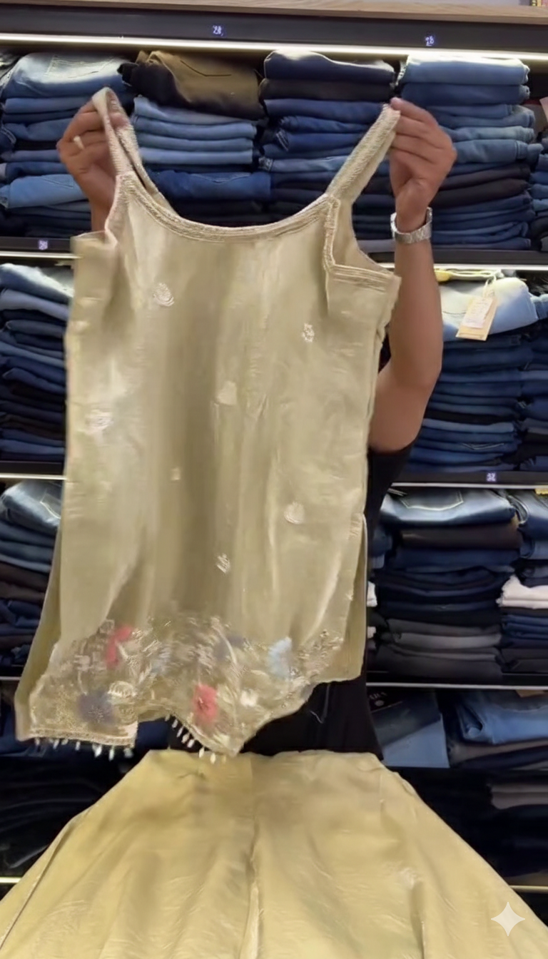 Sleeveless Sequins Work Pink Palazzo Suit Set - Image 5