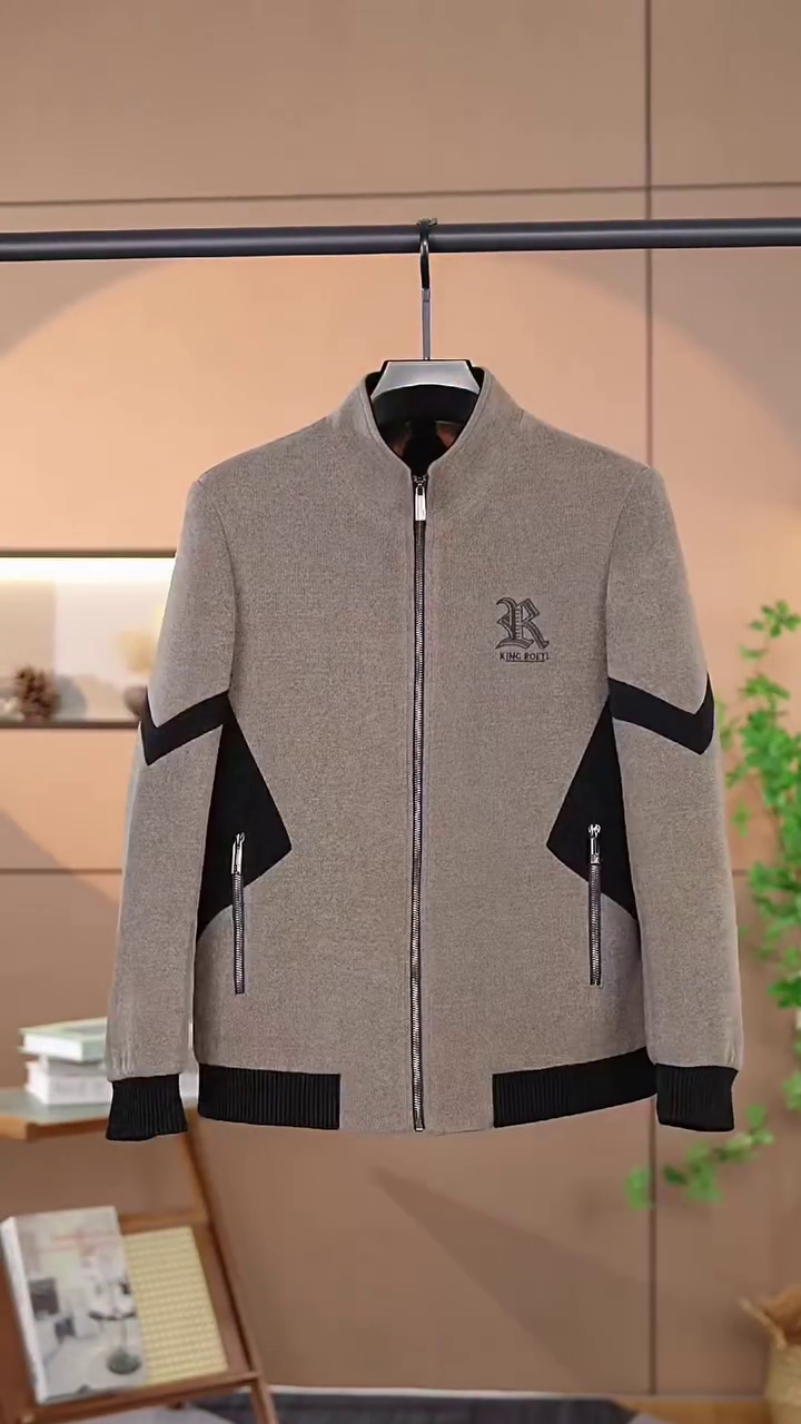 Men's Contrast Panel Full Zip Bomber Jacket