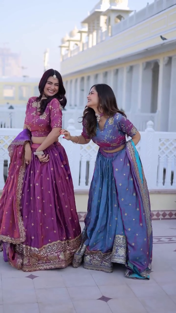 SILK LEHENGA CHOLI WITH ZARI EMBROIDERED WORK B - Image 3