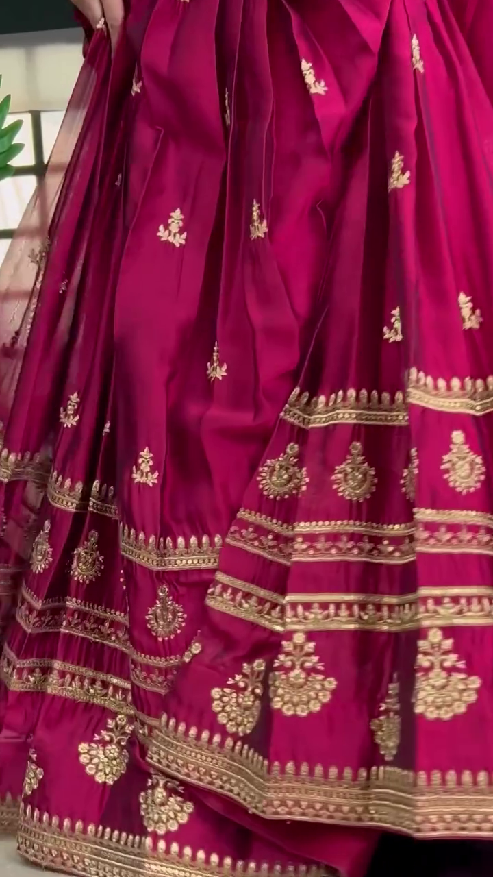 Embroidered Semi Stitched Lehenga Choli (Pink) - Image 8