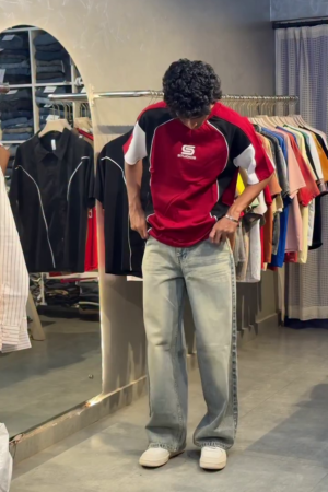 Oversized Fit Printed mesh T-shirt