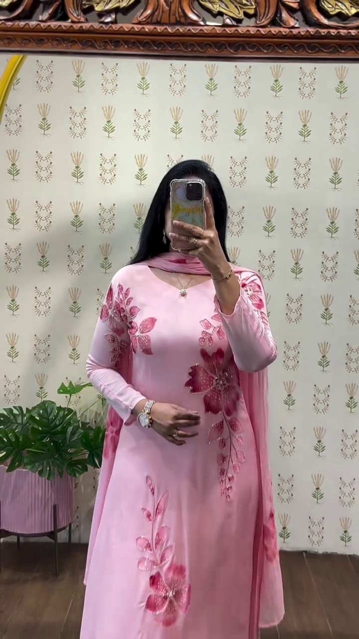 Women Floral Printed A-Line Kurta with Trousers & Dupatta - Image 2