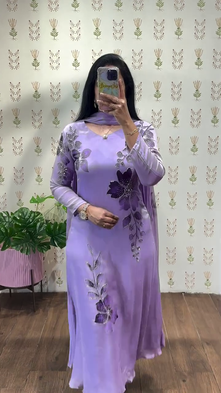 Women Floral Printed A-Line Kurta with Trousers & Dupatta - Image 6