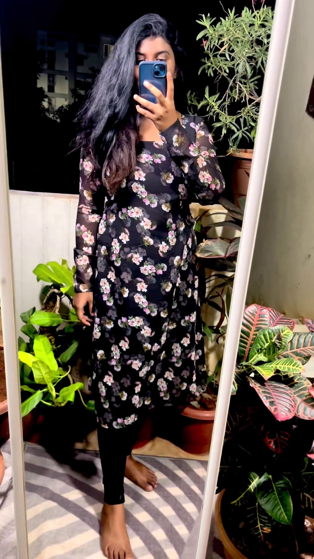 Present Floral Prtinted Georgette Black Coloured A-line Dress for Women||Gown|| - Image 10