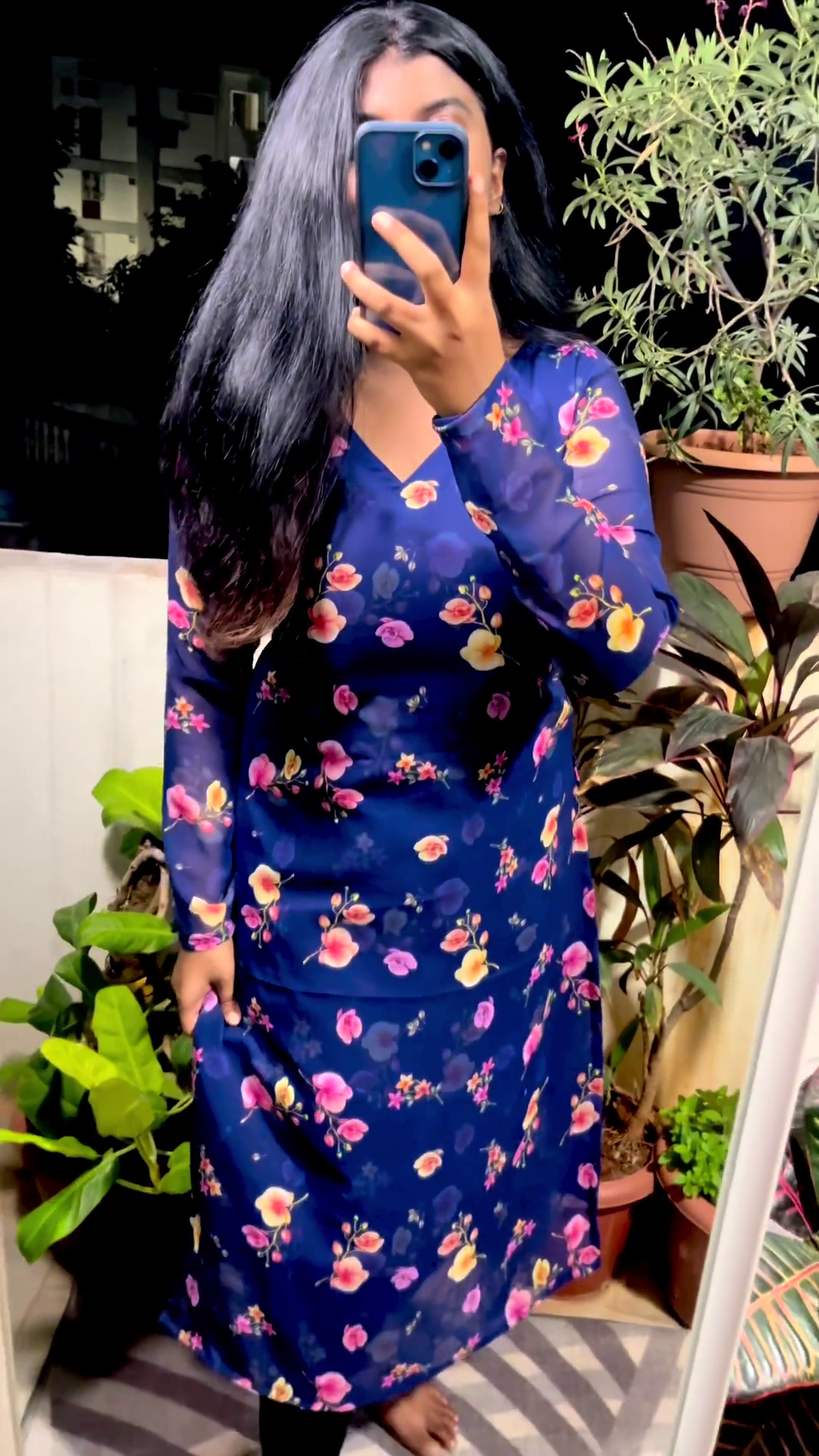 Present Floral Prtinted Georgette Black Coloured A-line Dress for Women||Gown|| - Image 6