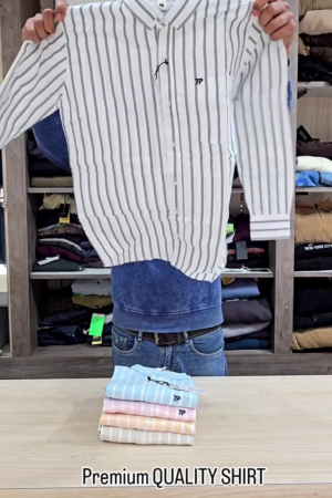 Men Regular Fit Striped Full Sleeves Cutaway Collar Casual Shirt