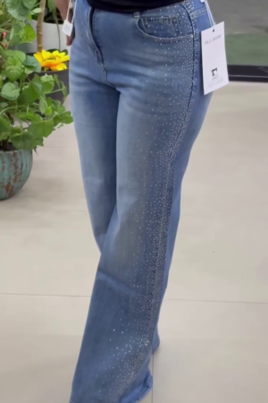 Starlight Side-Gradient Rhinestone Flare Jeans