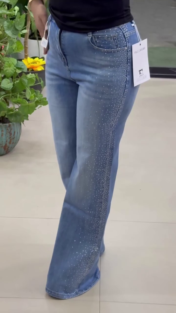 Starlight Side-Gradient Rhinestone Flare Jeans