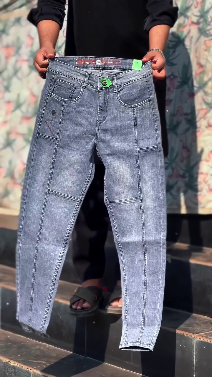 Boys Lt Grey six Pocket Cargo Jeans with Patches