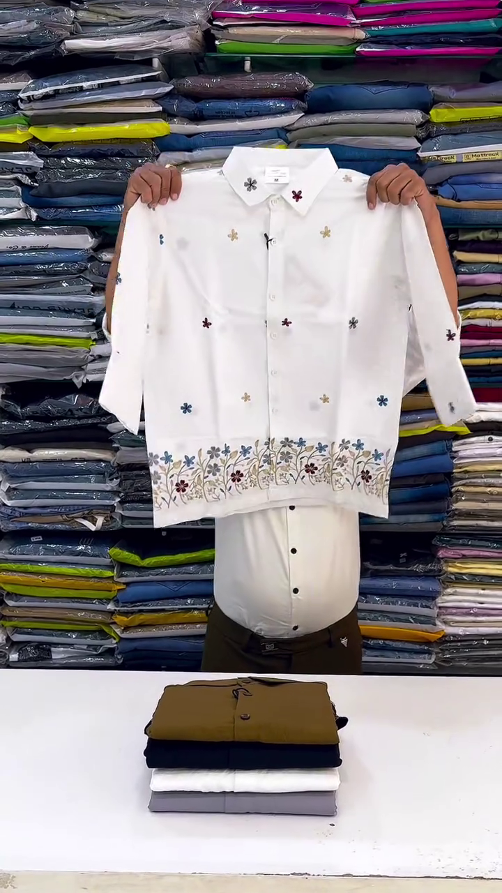 Floral Hand Embroidered Shirt
