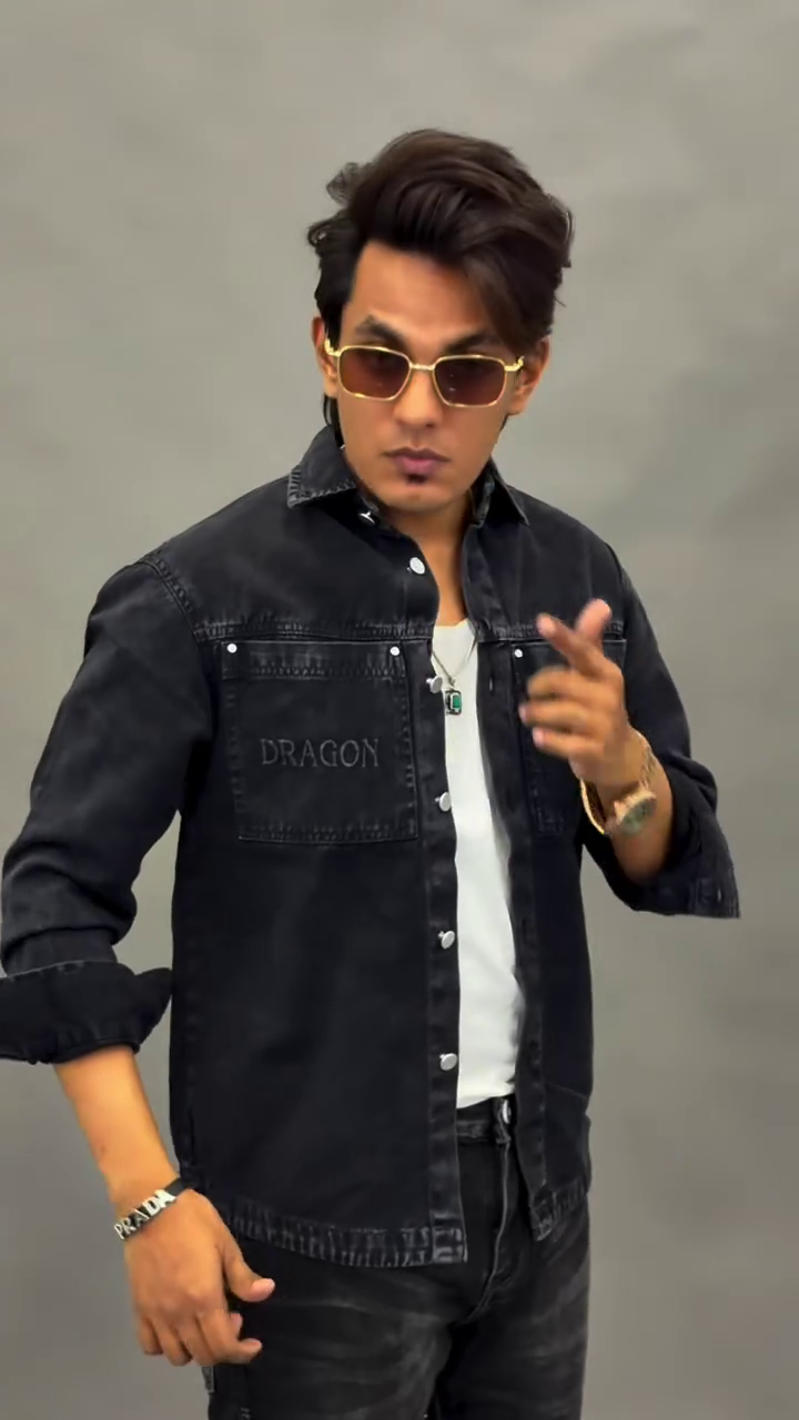 Men Grey Slim Fit Faded Denim Casual Shirt - Image 10