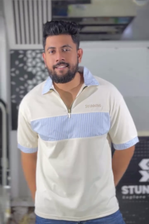 Men Colourblocked Polo Collar T-shirt