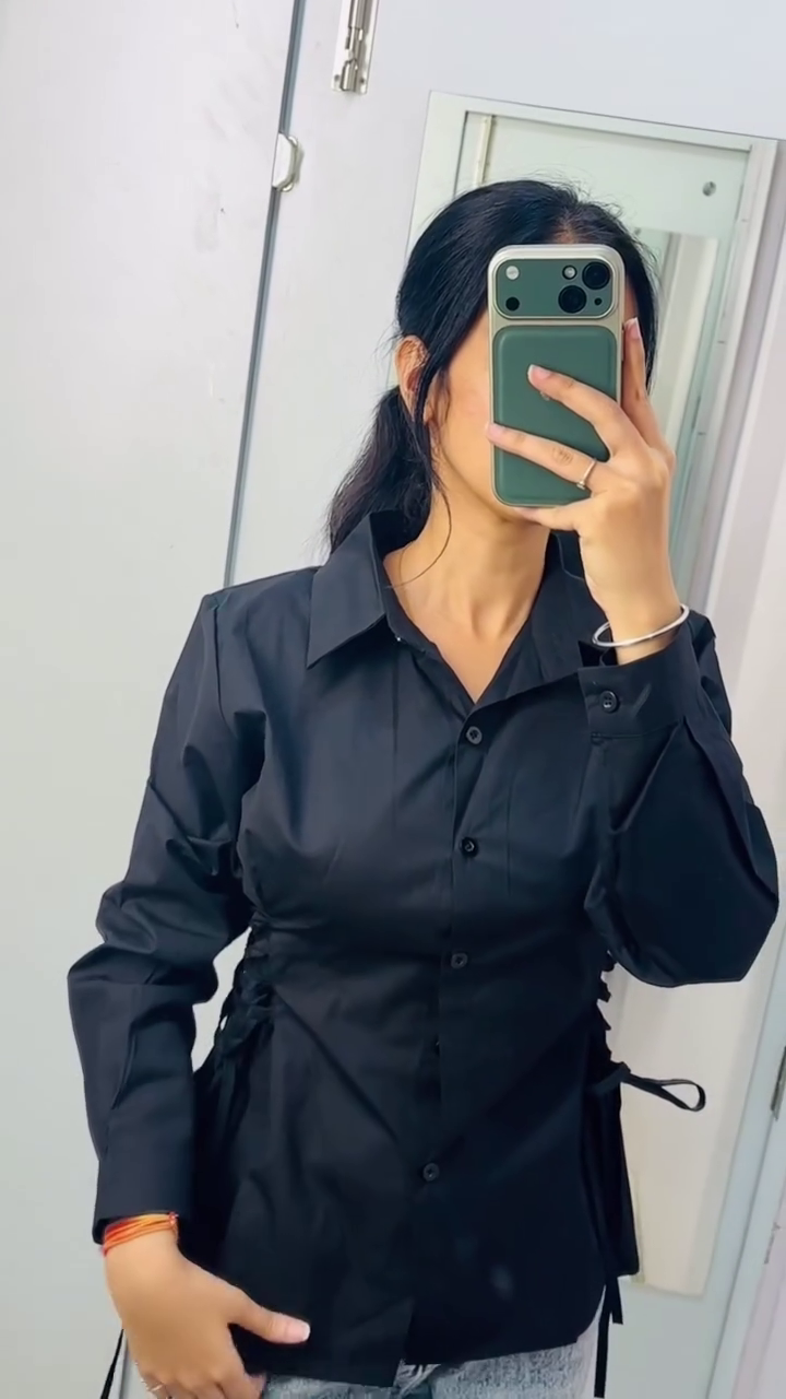 Striped Colorblocked Cotton Oversized Shirt - Image 8