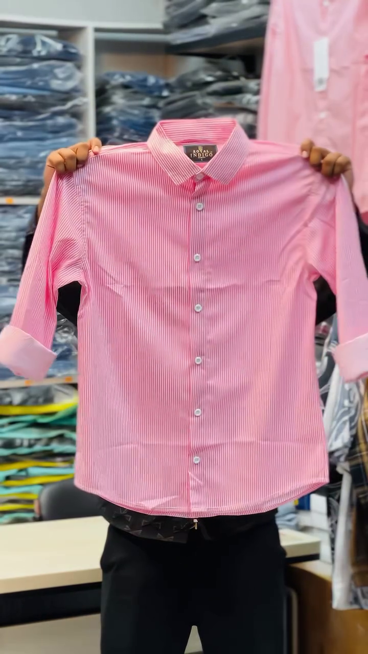 Blue Classic Slim Fit Vertical Striped Spread Collar Cotton Casual Shirt - Image 7