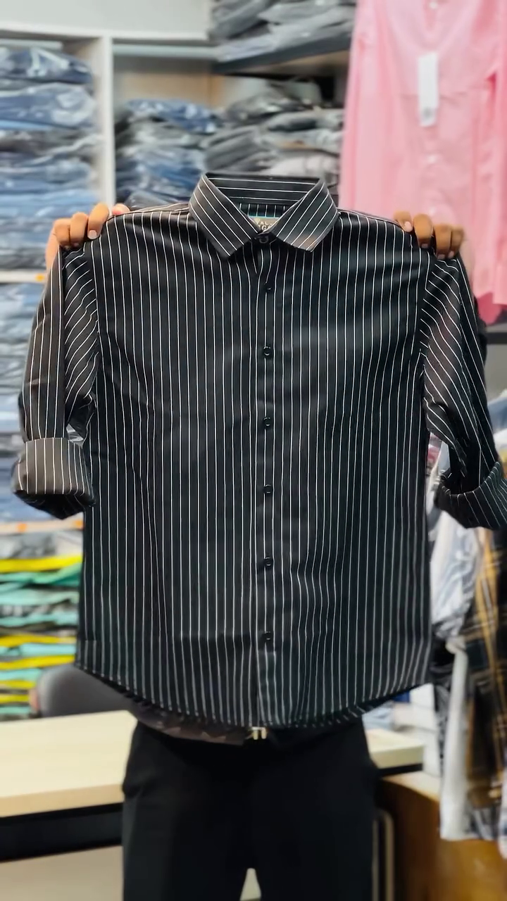 Blue Classic Slim Fit Vertical Striped Spread Collar Cotton Casual Shirt - Image 3