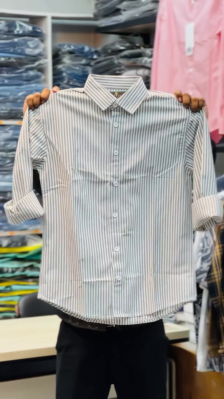 Blue Classic Slim Fit Vertical Striped Spread Collar Cotton Casual Shirt - Image 2