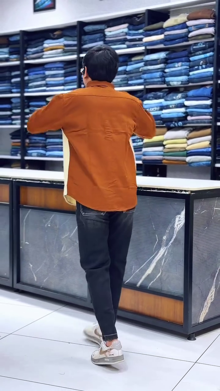 Linen Blend Leaf Embroidered Regular Fit Rust Shirts - Image 8
