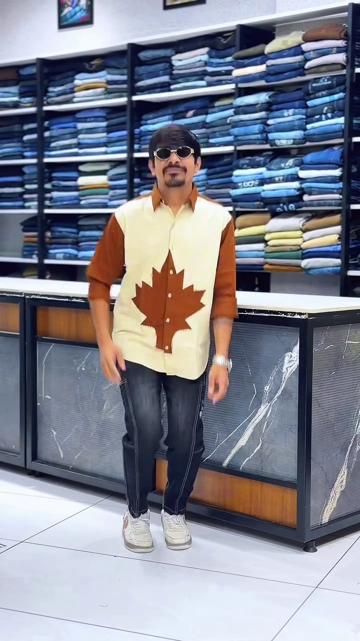 Linen Blend Leaf Embroidered Regular Fit Rust Shirts - Image 7