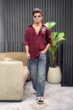 Men Black Checked Casual Shirt