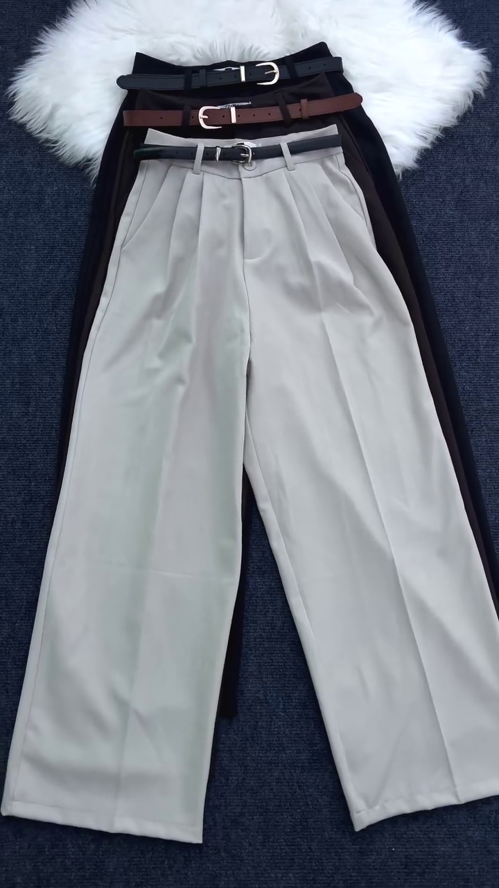 Women’s Korean Style Wide Leg Trousers | Pleated Palazzo Pants - Image 7