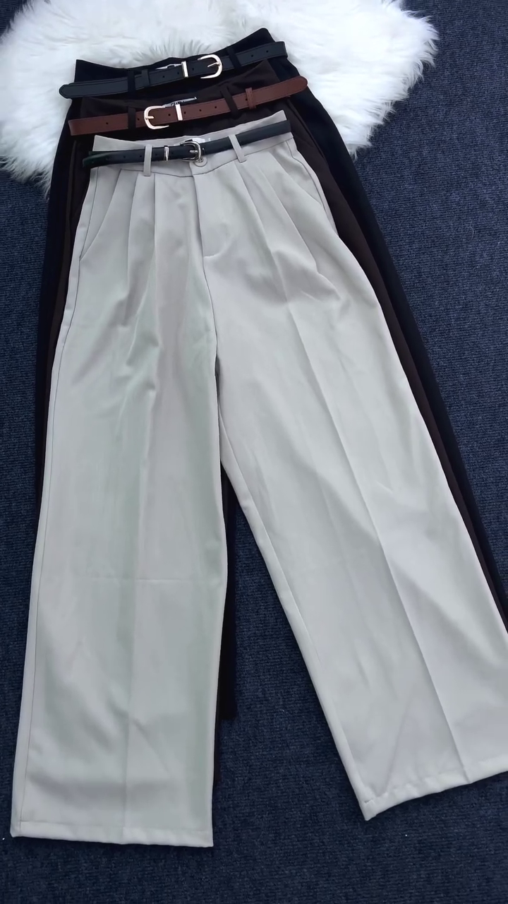Women’s Korean Style Wide Leg Trousers | Pleated Palazzo Pants - Image 6
