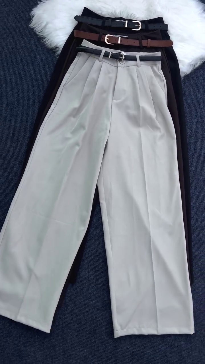Women’s Korean Style Wide Leg Trousers | Pleated Palazzo Pants - Image 5