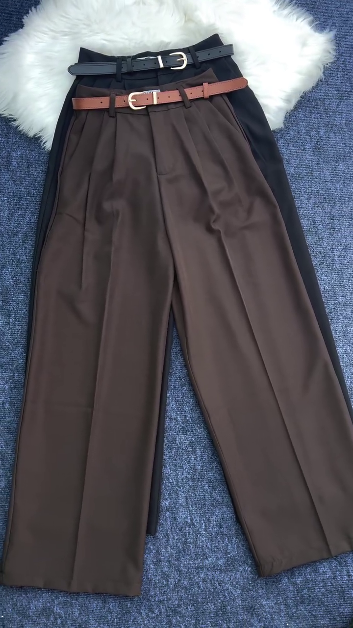 Women’s Korean Style Wide Leg Trousers | Pleated Palazzo Pants - Image 4