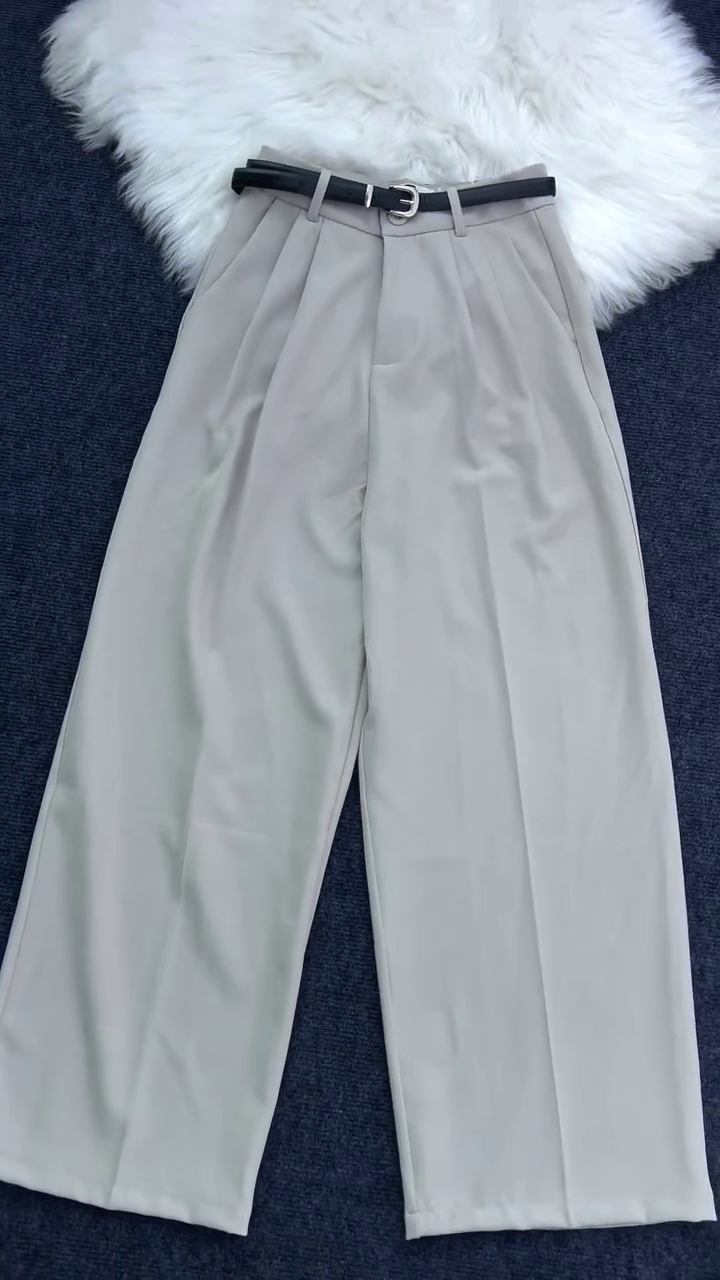 Women’s Korean Style Wide Leg Trousers | Pleated Palazzo Pants - Image 3