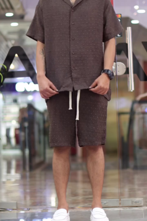 Men Airport Look Textured Seersucker Resort Cotton Half Sleeve Shirt