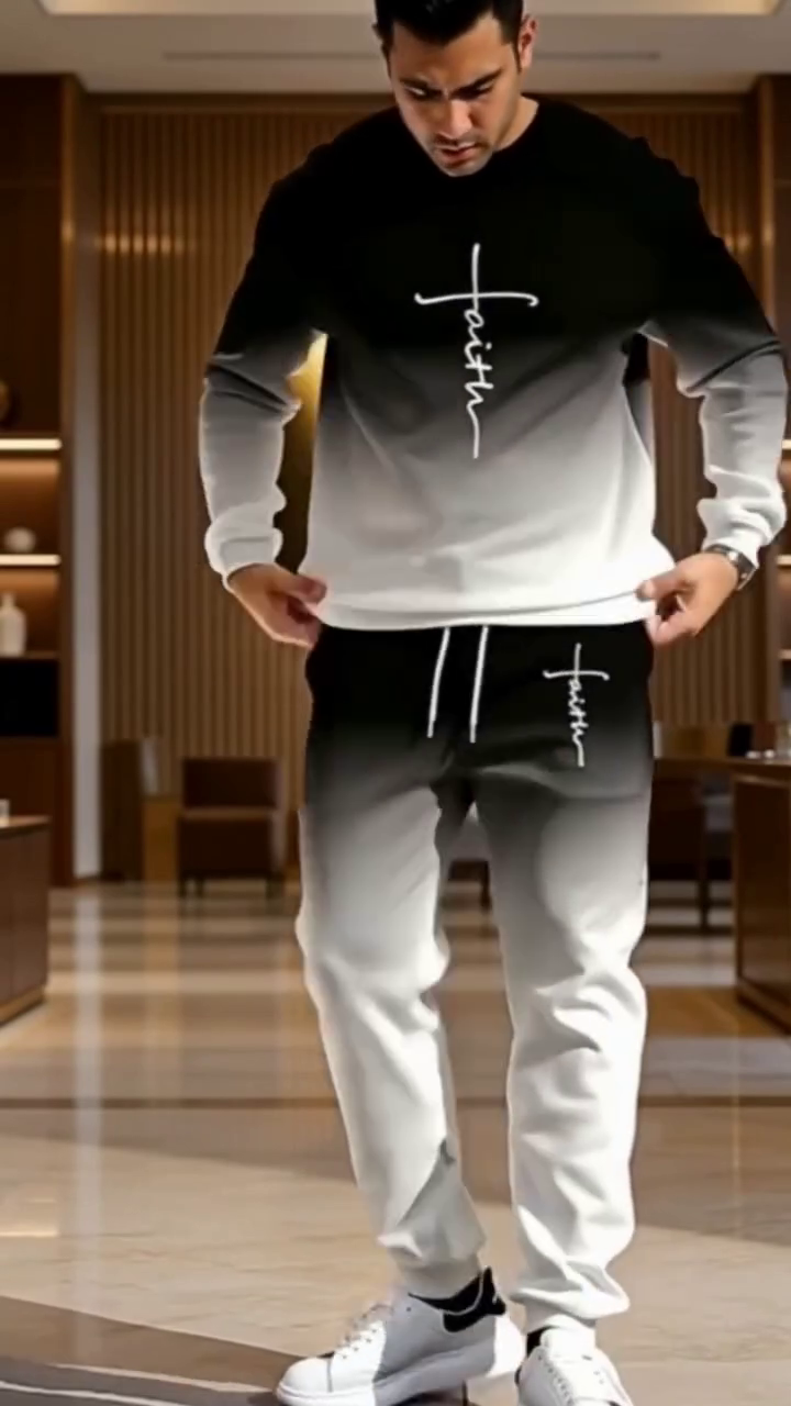 Men's Everyday Suits and More Comfortable Loose Fit Hoodie Set, Perfect for All Seasons, Stylish and Versatile Outfit for Any Occasion - Image 4