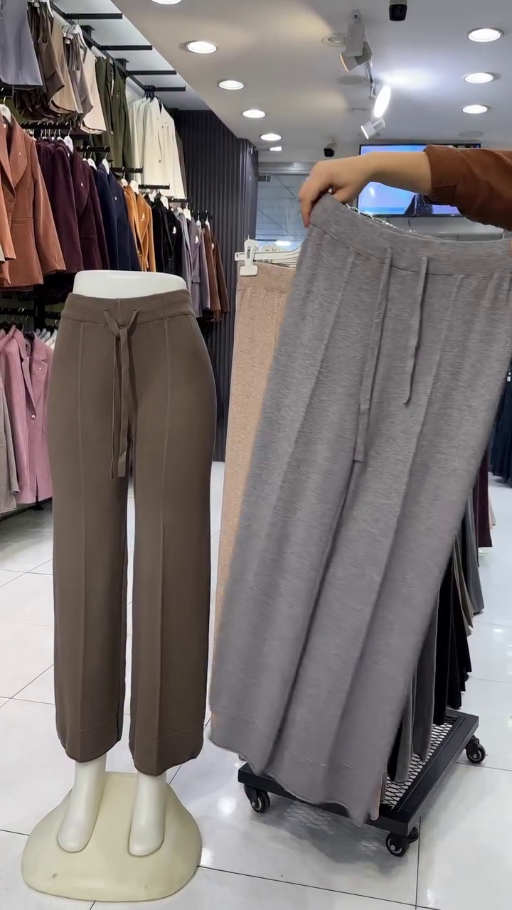 Women Wide Leg Drawstring Relaxed Fit Trouser