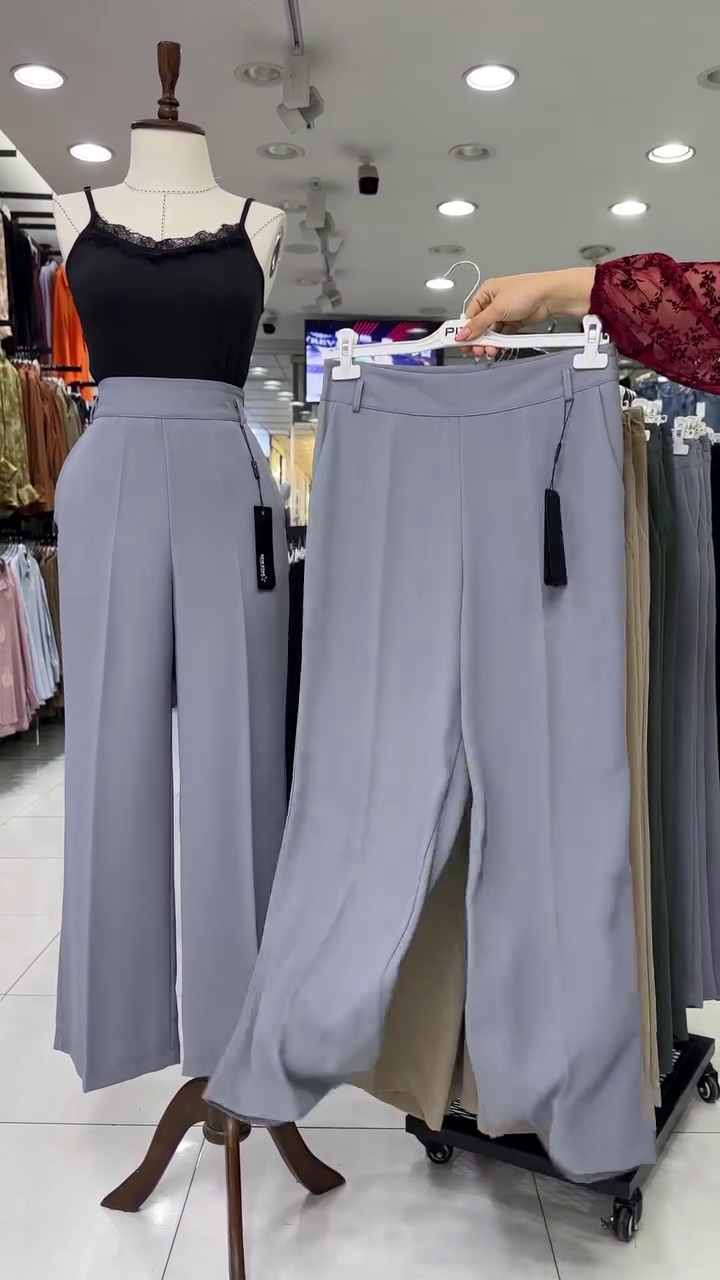 Women Solid Relaxed Wide Leg High-Rise Formal Korean Pants - Image 6