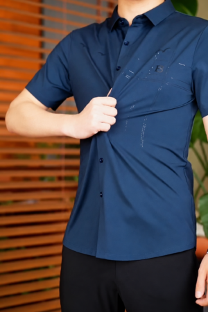 Men Blue Regular Fit Solid Half Sleeves Formal Shirt