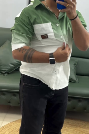 Spread-Collar Shirt with Patch Pocket