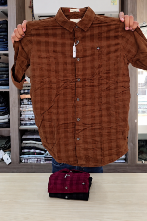 Men Spread Collar Tartan Checked Cotton Slim Fit Casual Shirt