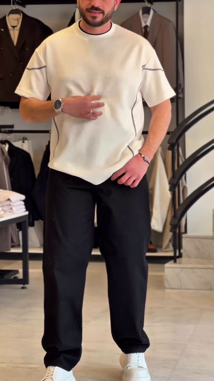 Modal Round Neck Short Sleeves Oversized T-shirt - Image 5